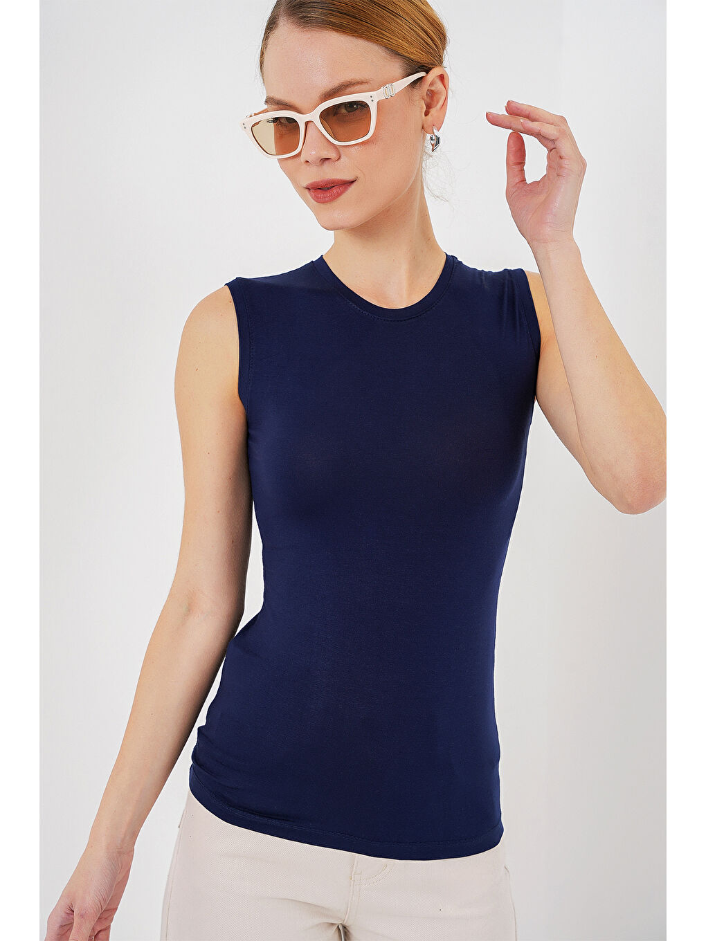 Kadın Kolsuz Body 4347 - Lacivert