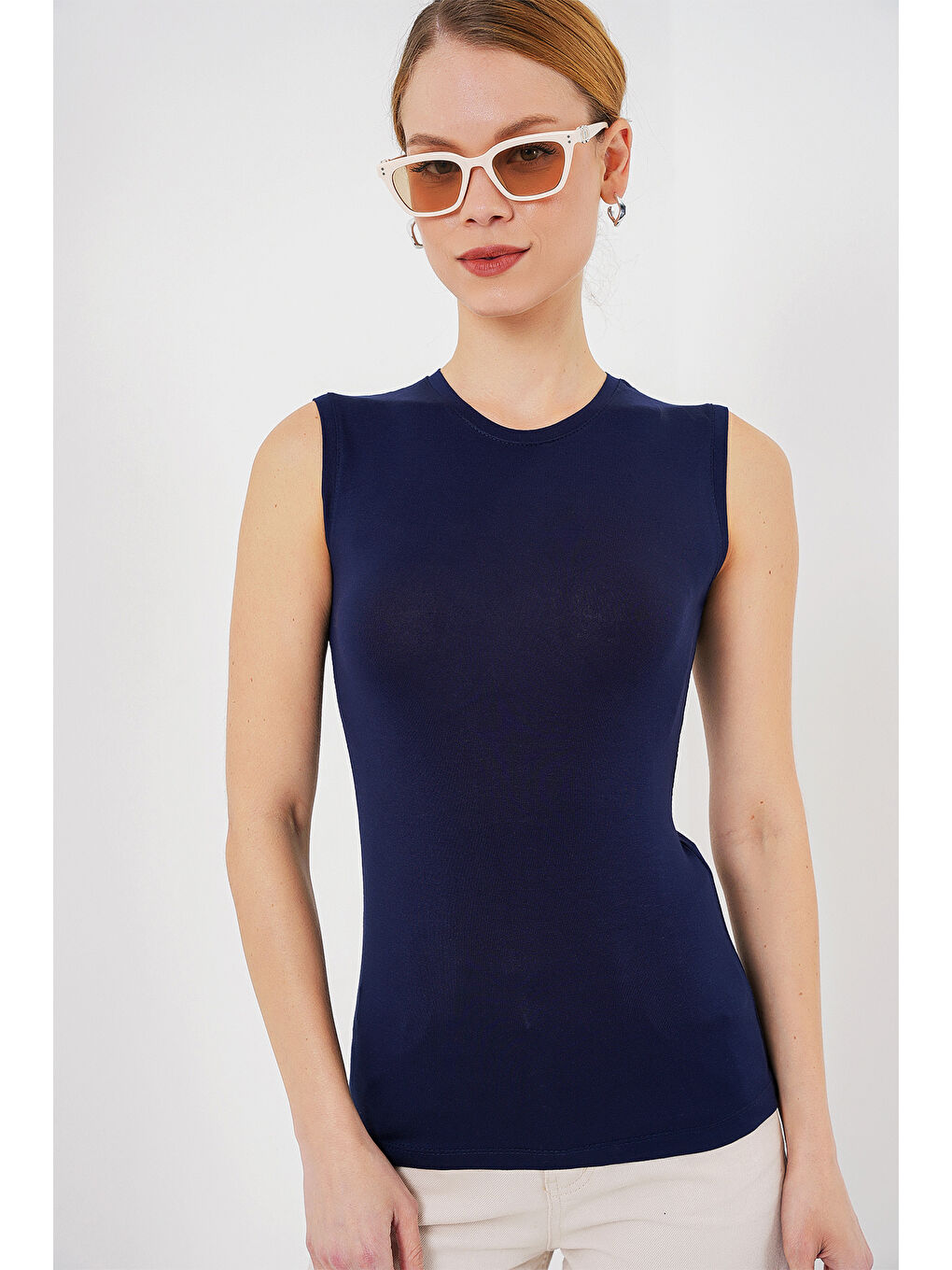 Kadın Kolsuz Body 4347 - Lacivert-2