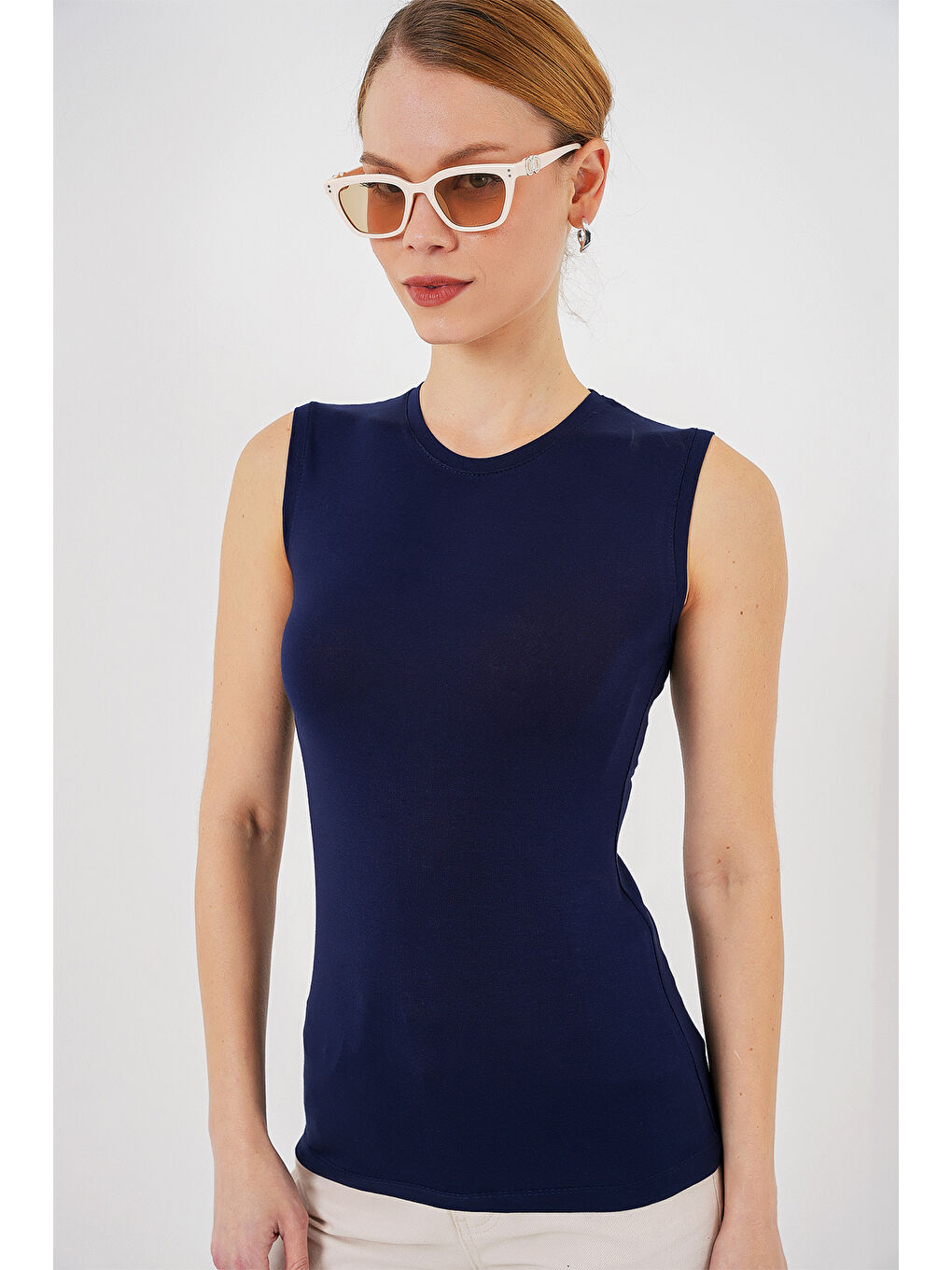 Kadın Kolsuz Body 4347 - Lacivert-3