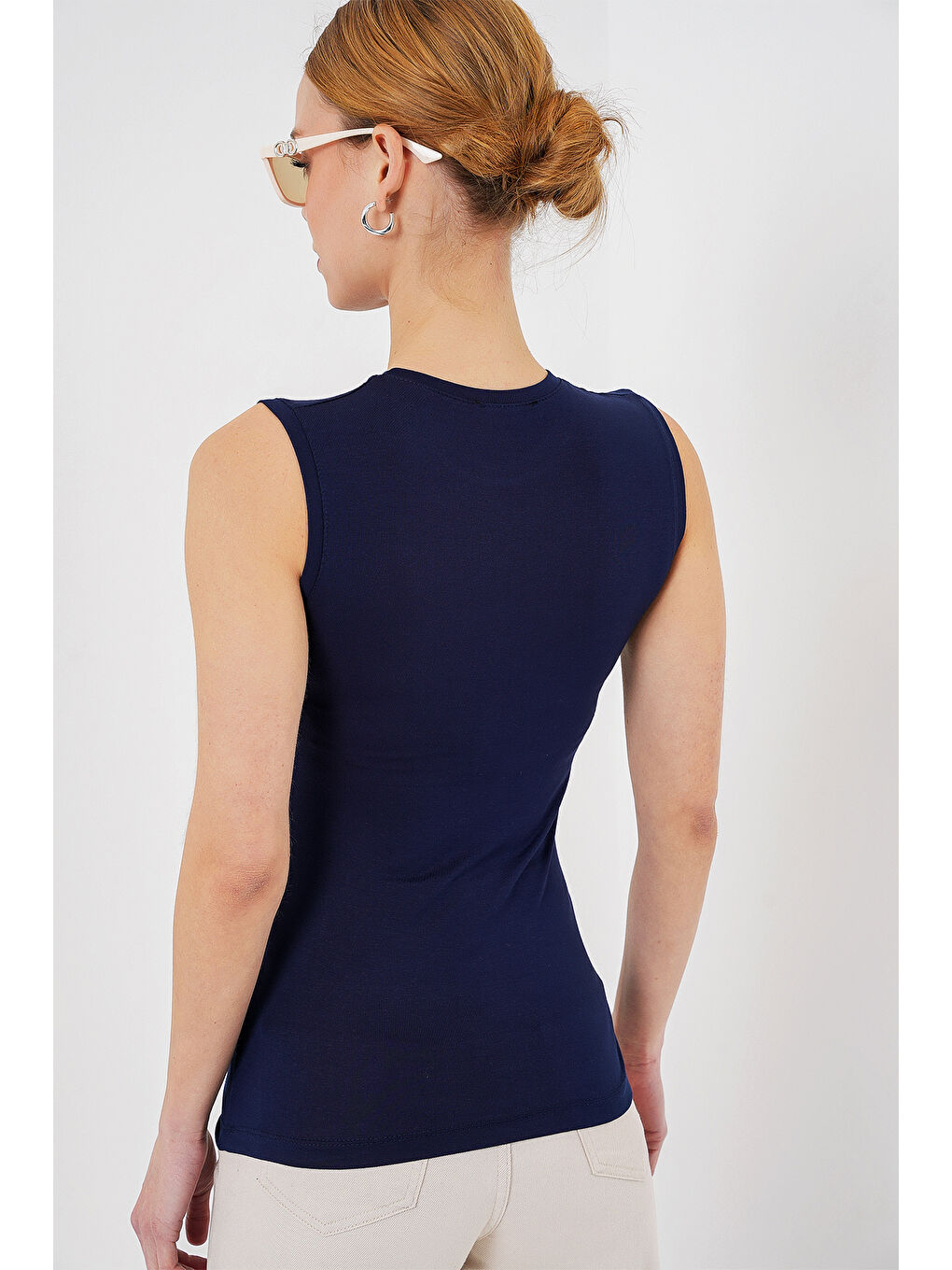 Kadın Kolsuz Body 4347 - Lacivert-5