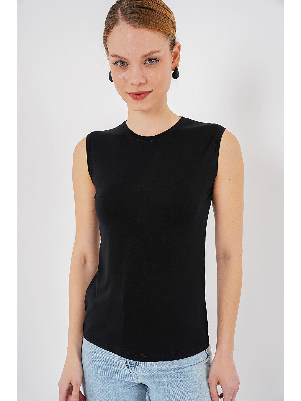 Kadın Kolsuz Body 4347 - Siyah-2