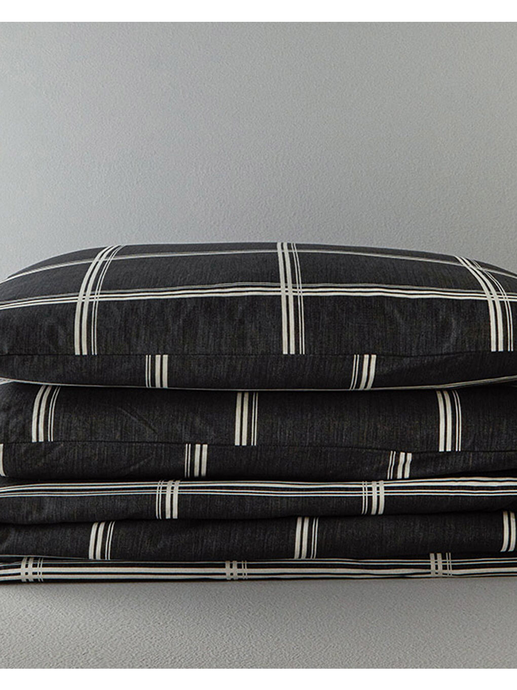 Glen Check Kolay Ütülenir Çift Kişilik Nevresim Seti Antrasit-4
