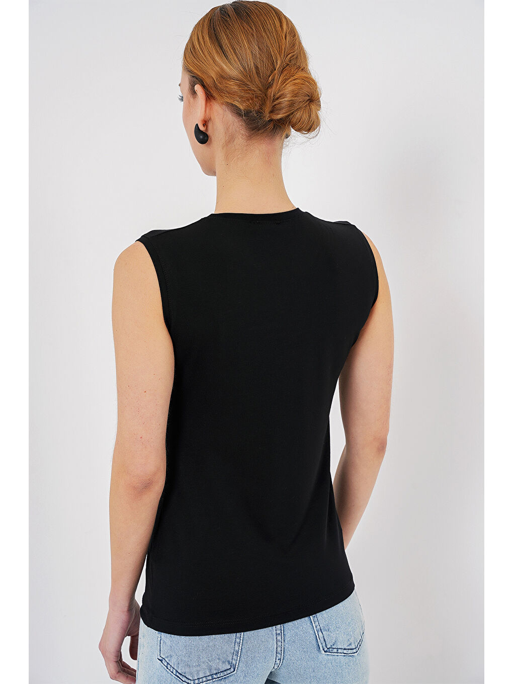 Kadın Kolsuz Body 4347 - Siyah-5