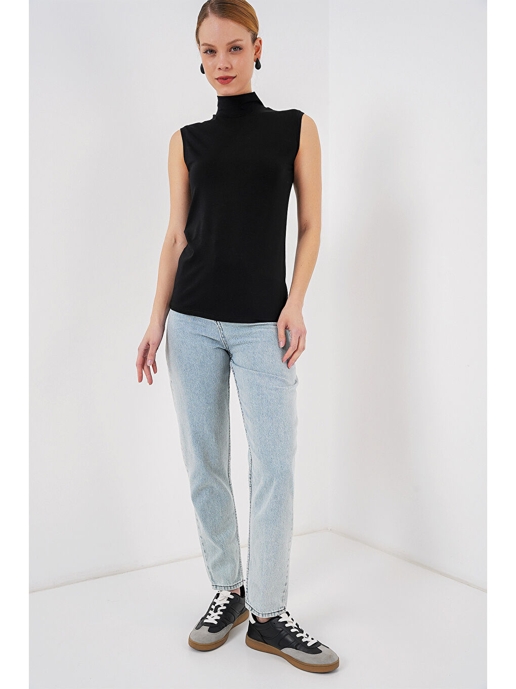 Kadın Kolsuz Body 4348 - Siyah-1