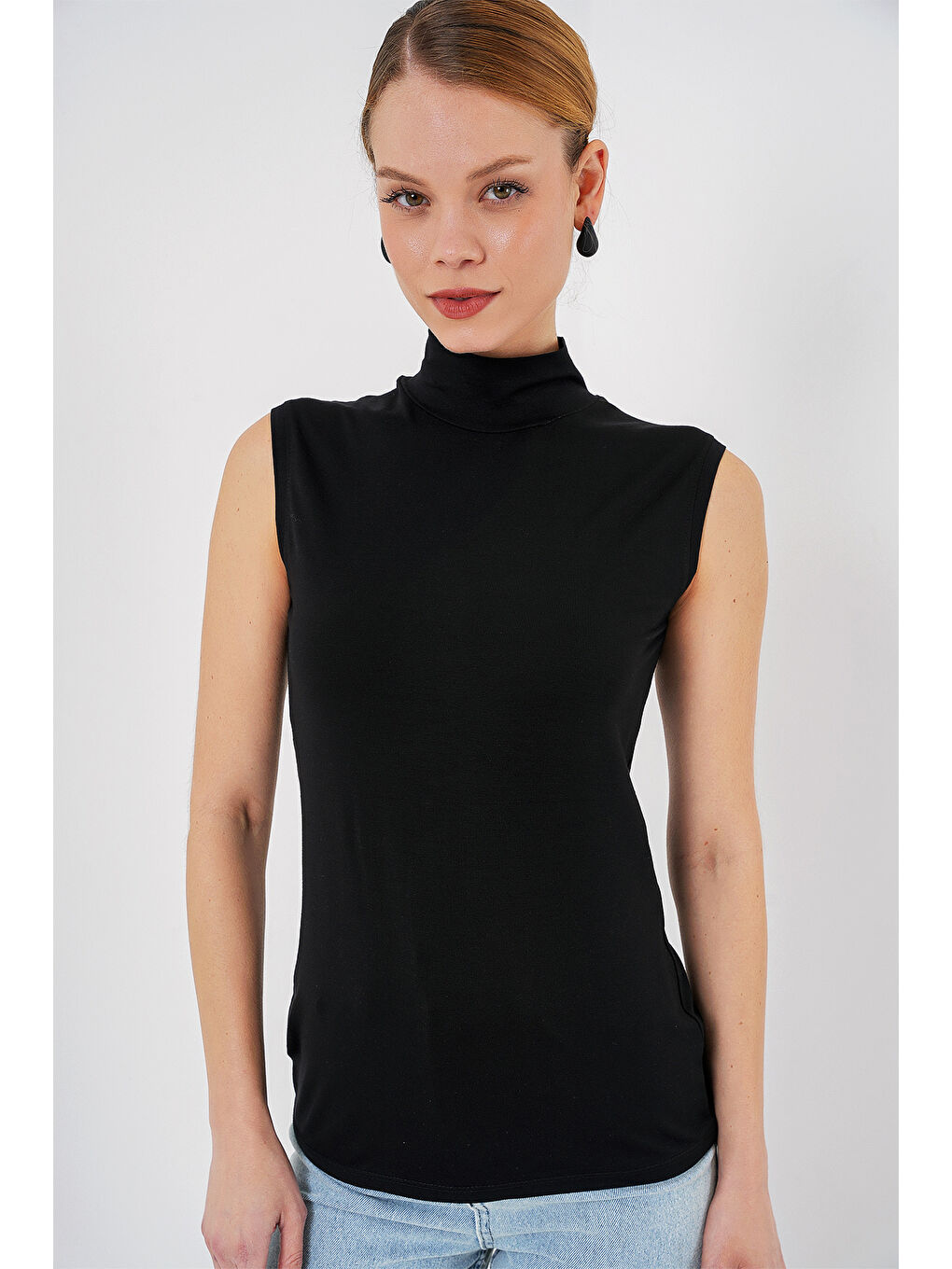 Kadın Kolsuz Body 4348 - Siyah-2