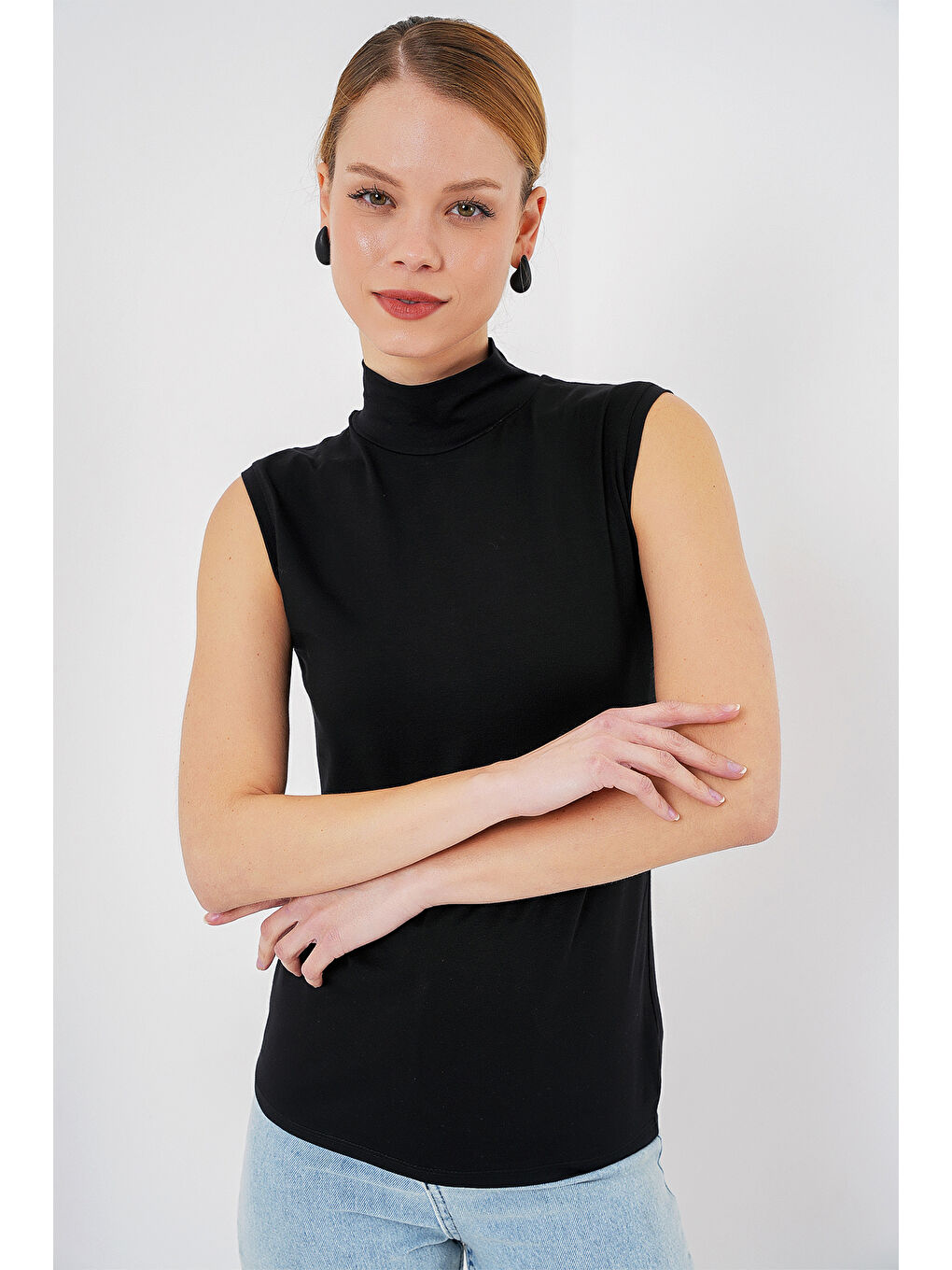 Kadın Kolsuz Body 4348 - Siyah-3