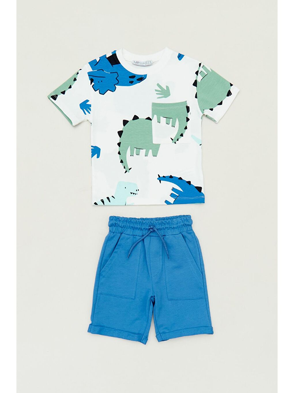 Mavi Dinozor Baskılı Erkek Çocuk Takım