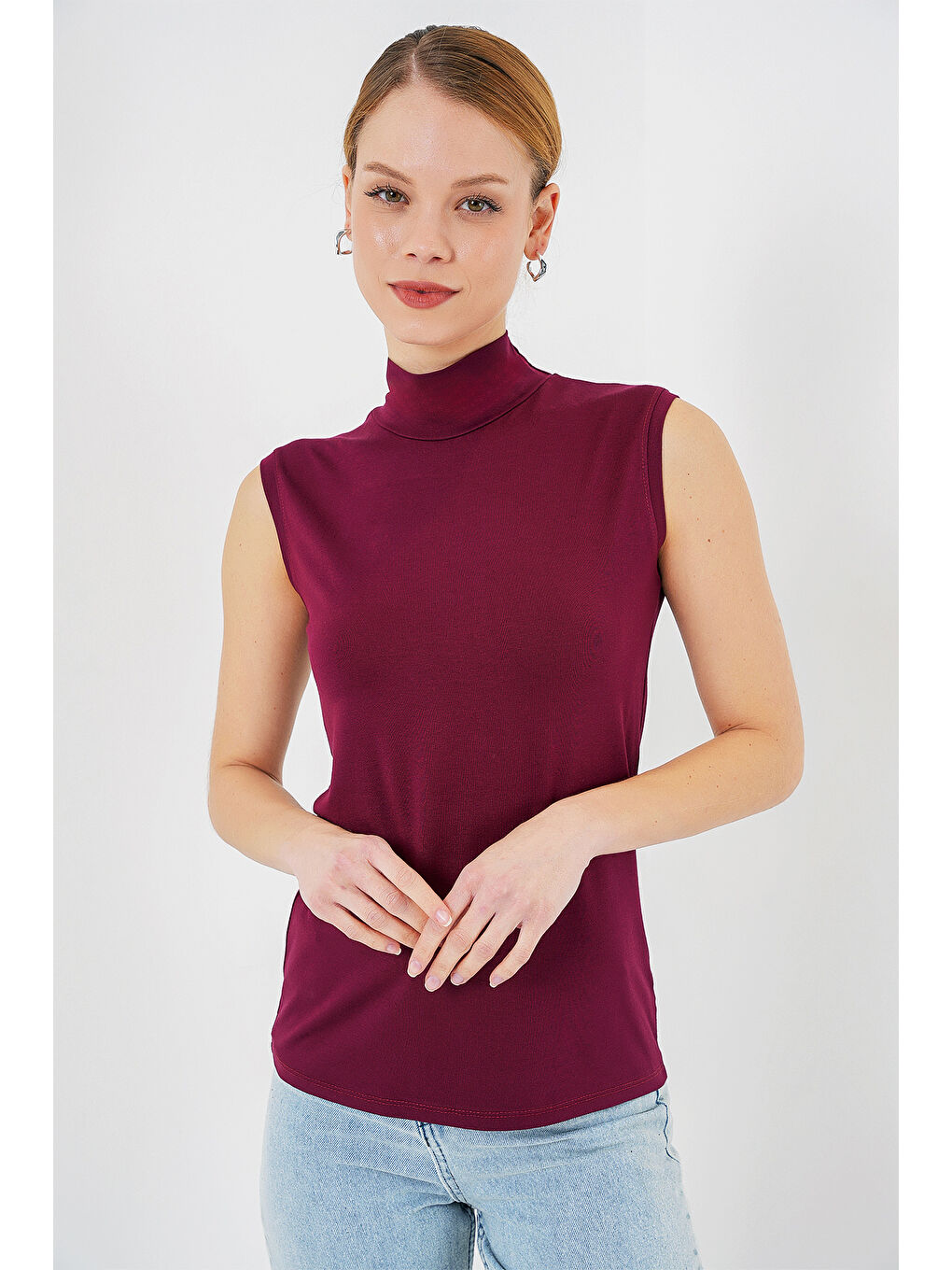 Kadın Kolsuz Body 4348 - Bordo