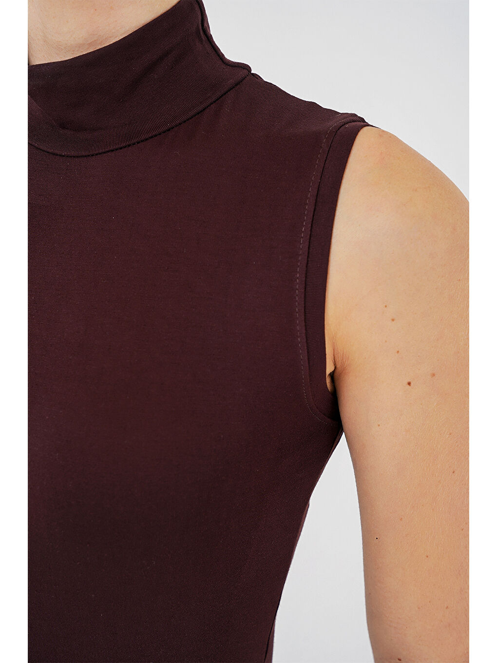 Kadın Kolsuz Body 4348 - Kahverengi-4