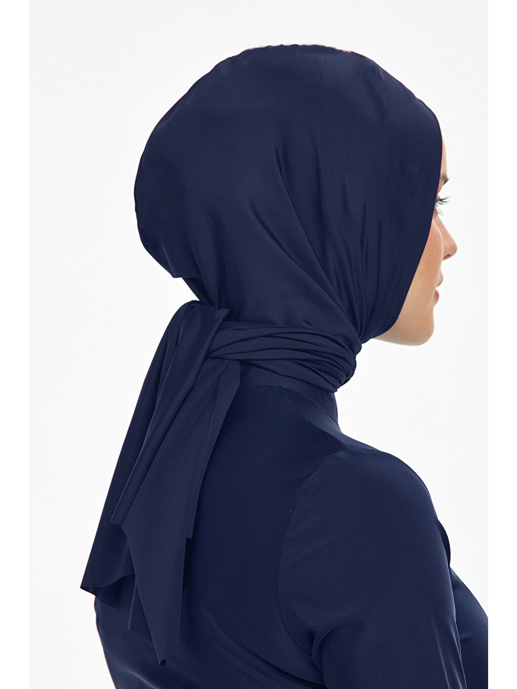 Mayo Kumaşından Şal gibi Bağlanabilir Eşarp Bone Tek Parça RBE 013 Lacivert