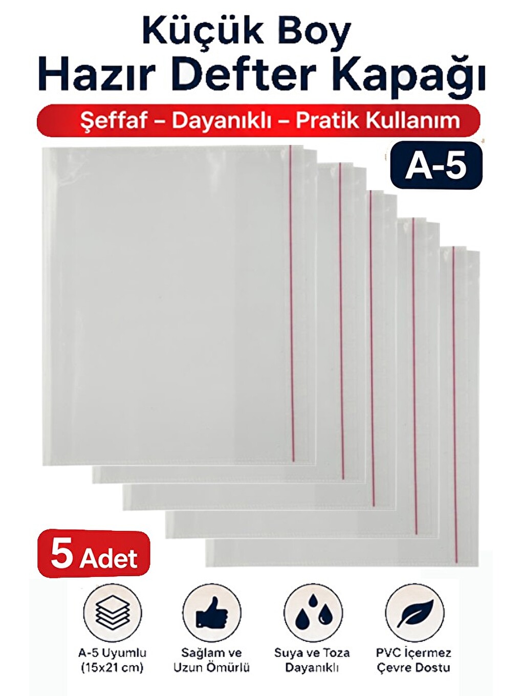 Hazır Defter Kaplığı Şeffaf Buzlu Beyaz A4 10 Adet 1 Paket Cırtlı Ayarlanabilir Kendinde Yapışkanlı