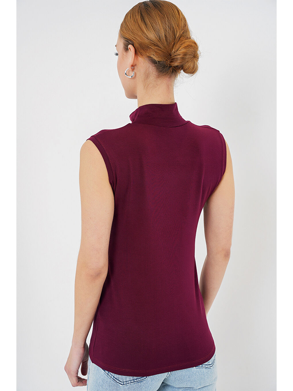 Kadın Kolsuz Body 4348 - Bordo-5
