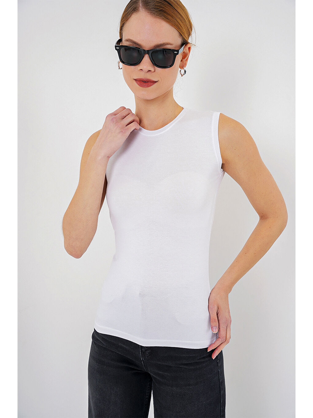 Kadın Kolsuz Body 4347 - Beyaz-2