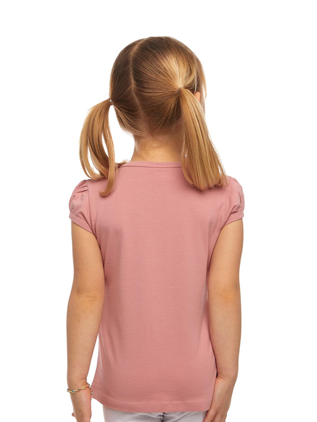 Pembe Koyu Pudra Kız Çocuk Kısa Kollu Basıc Tişört-2