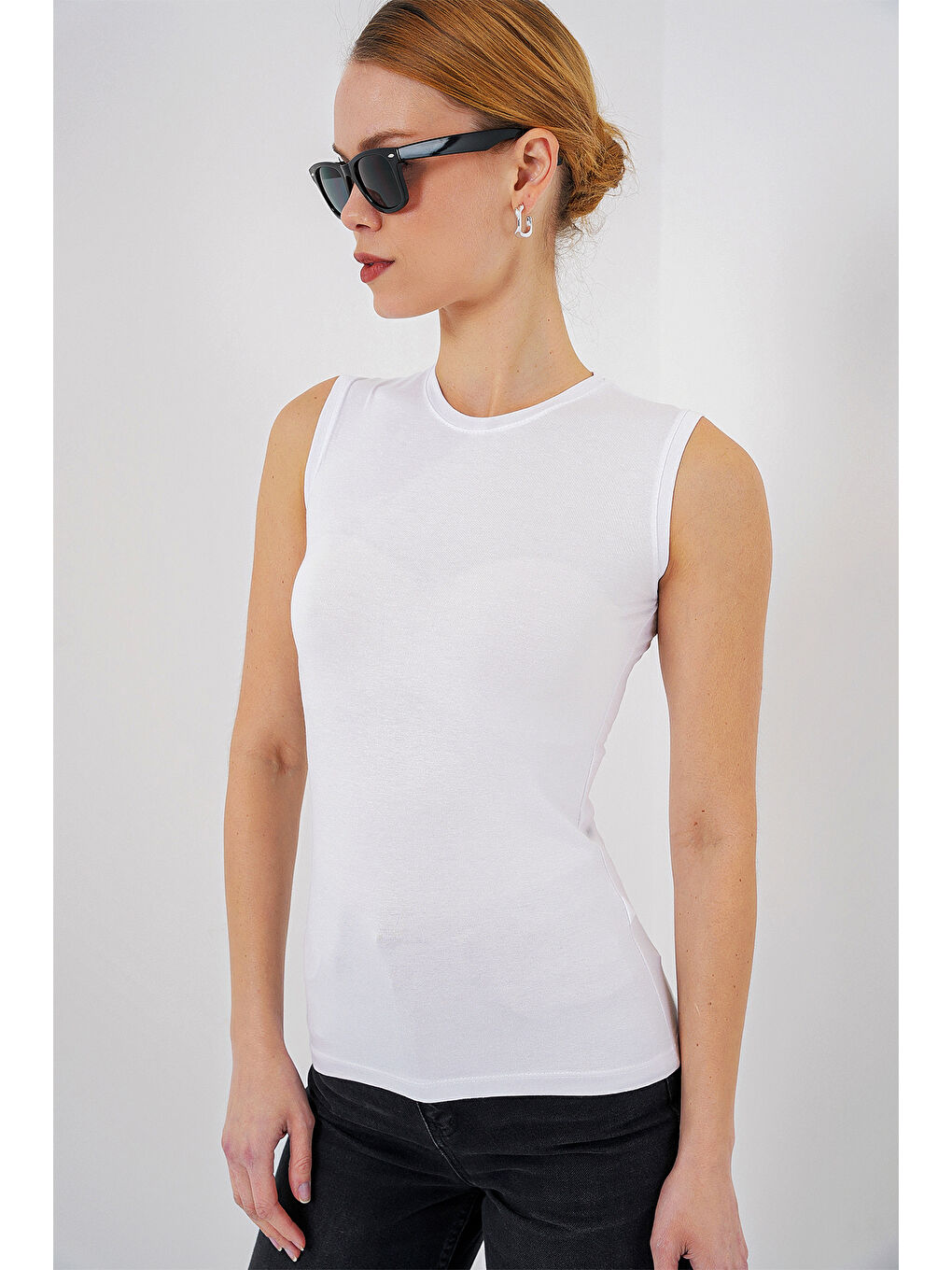 Kadın Kolsuz Body 4347 - Beyaz-3