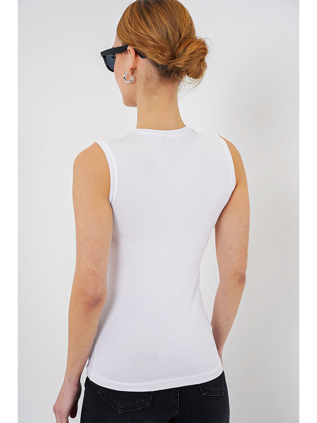 Kadın Kolsuz Body 4347 - Beyaz-5