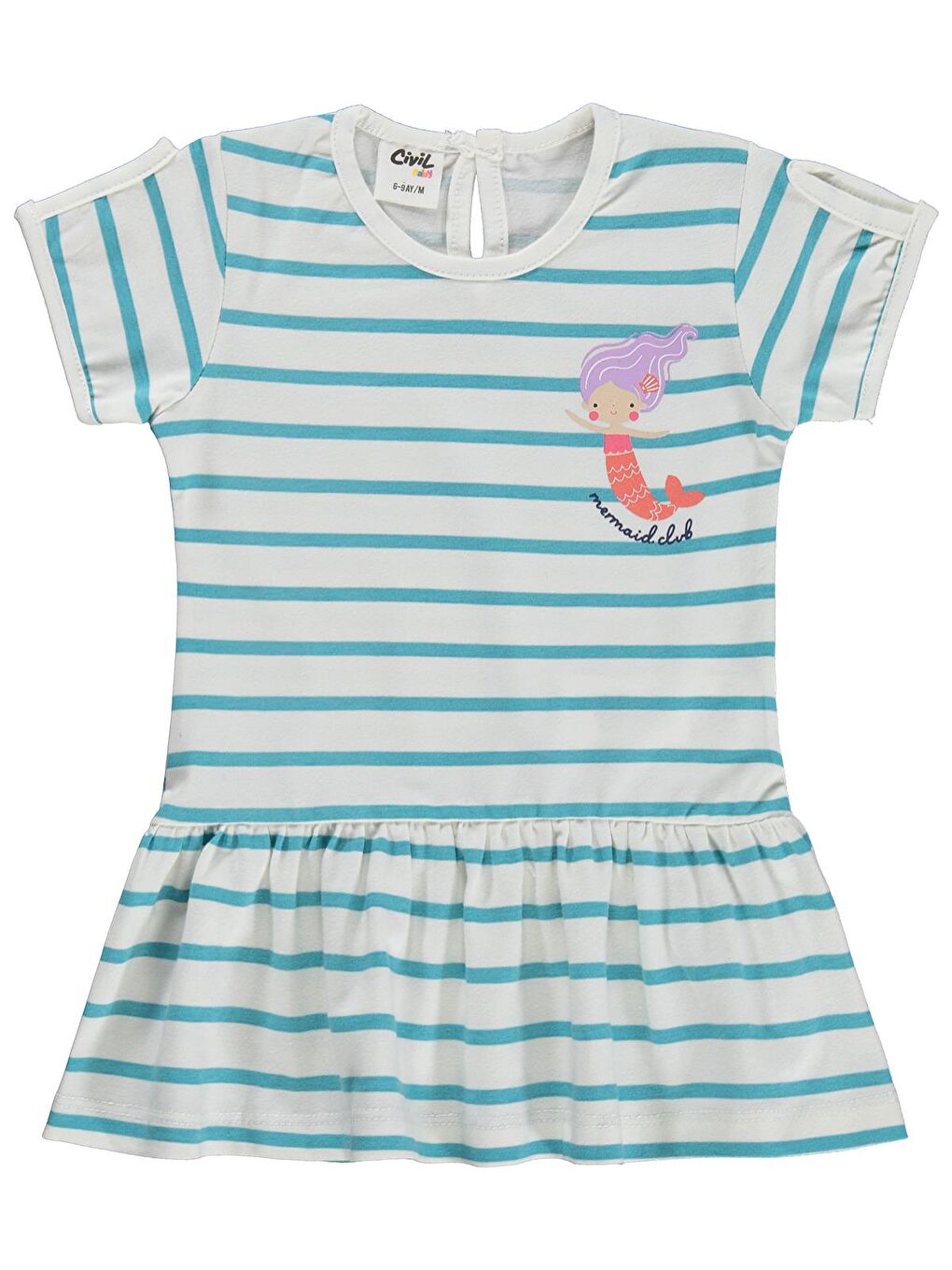 Baby Mobil Çiçekli Çizgi Emp 6-18 Ay Jile ve Elbise - Ekru 6-9 Ay