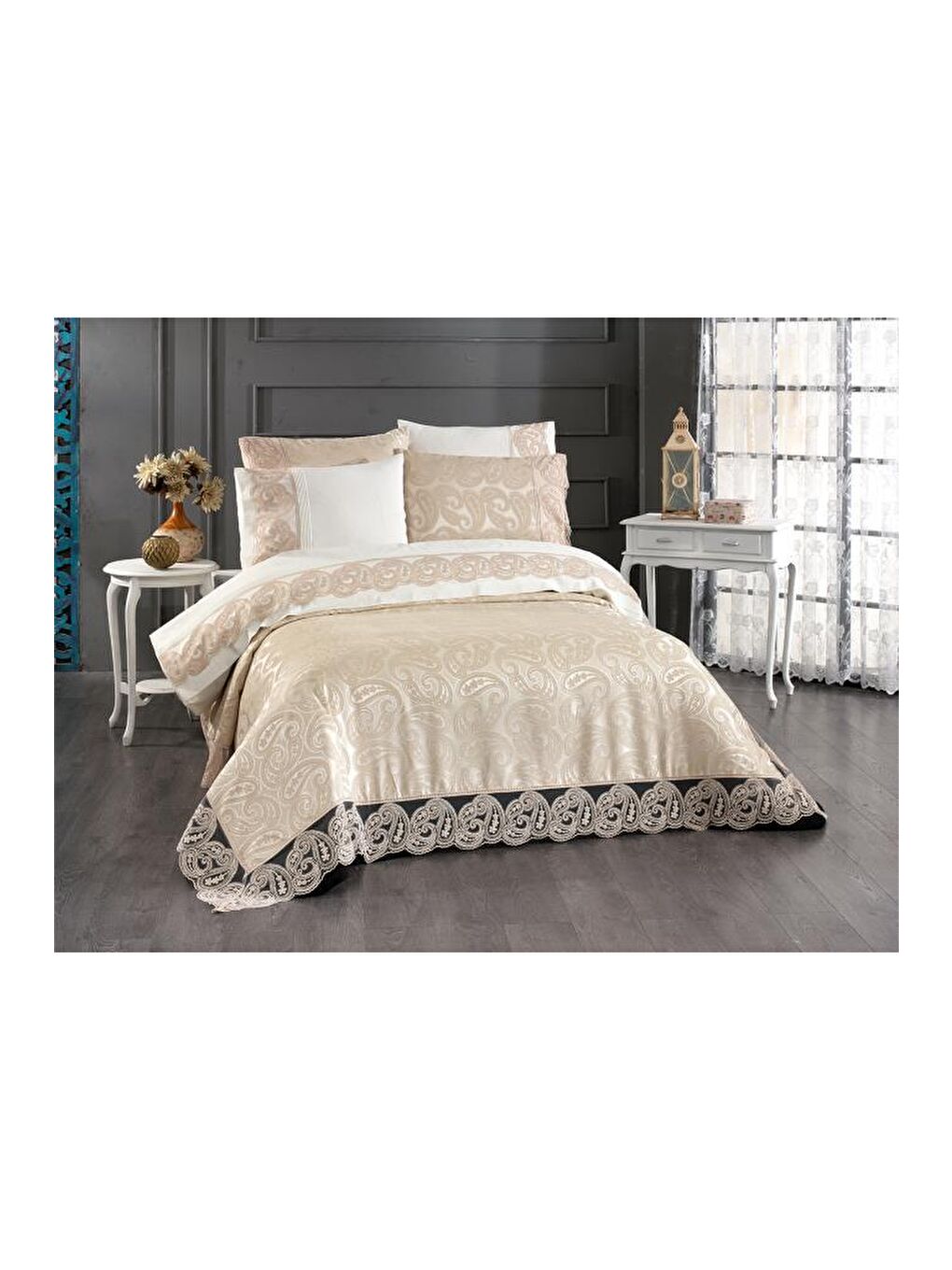 Şal 7 Parça Gelin Seti Bej-1