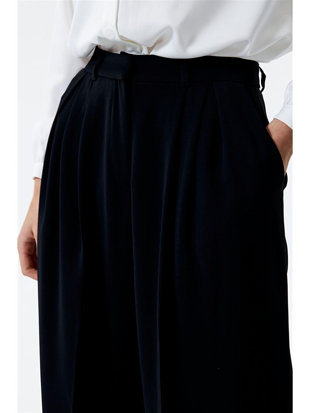 Dökümlü Palazzo Siyah Kadın Pantolon-5