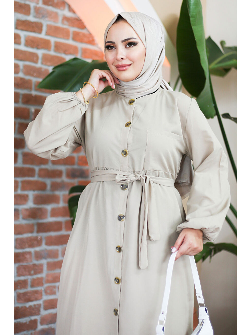 Bej Elbise Vizon - 27289-2