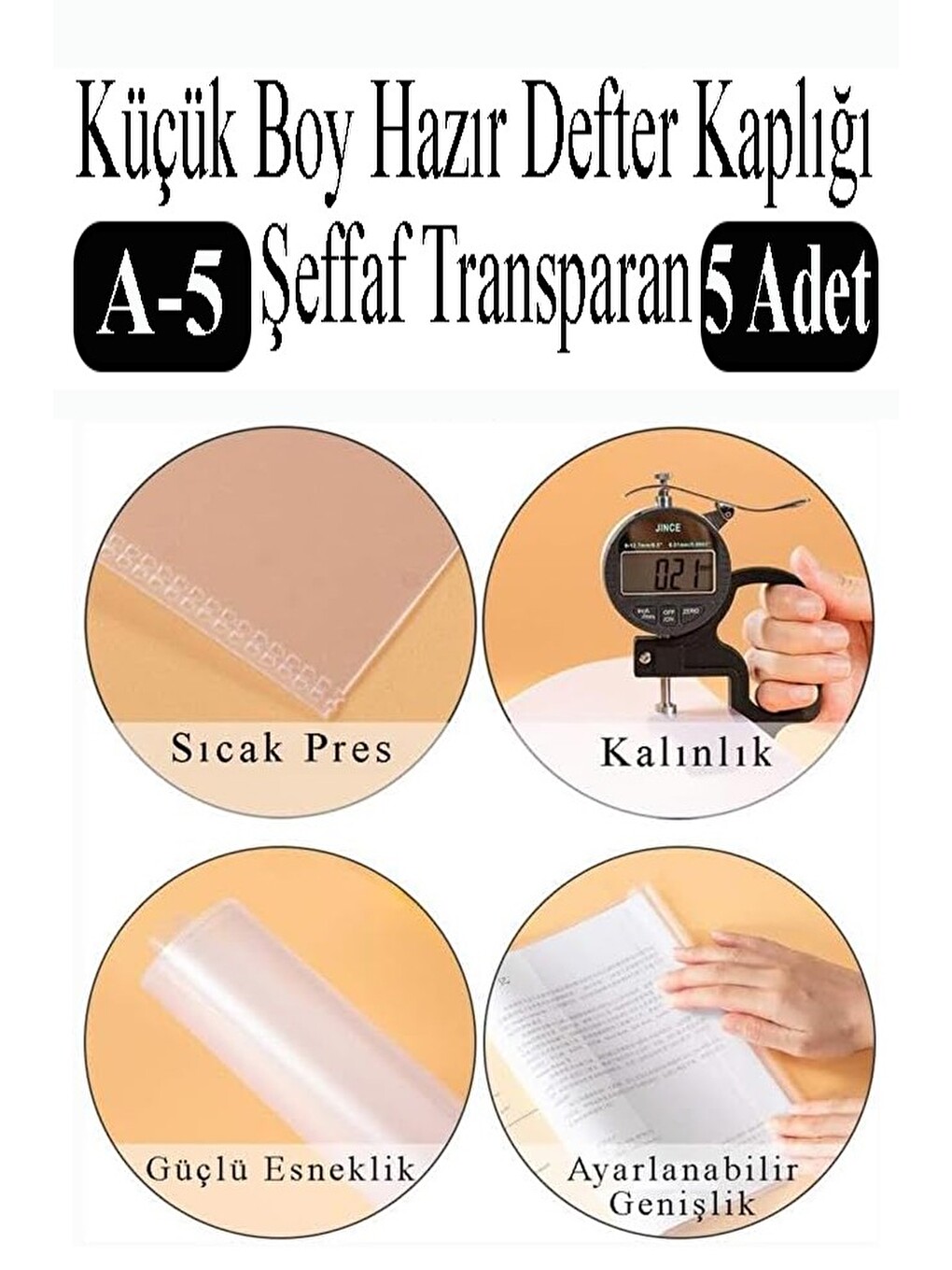 Hazır Defter Kaplığı Şeffaf Buzlu Beyaz A4 10 Adet 1 Paket Cırtlı Ayarlanabilir Kendinde Yapışkanlı-3
