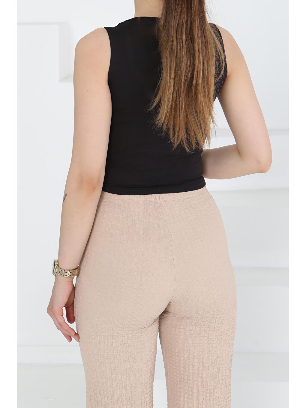 Cupralı Oval Yaka Crop Atlet Siyah - 27278-3