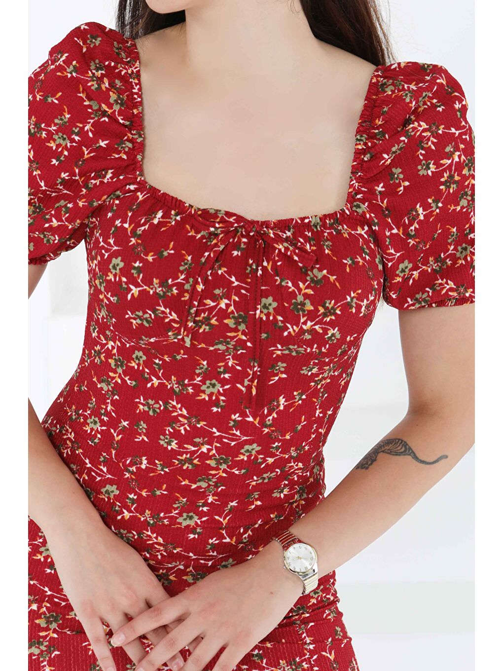 Prenses Kol Yırtmaçlı Elbise Bordo - 27393-4