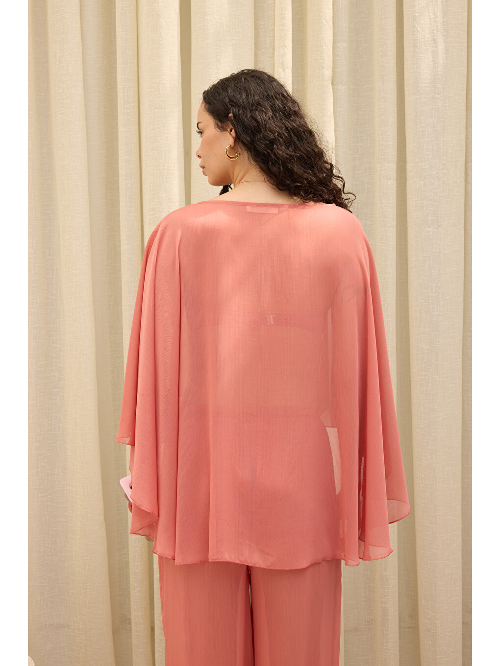 Kahverengi Charm Salaş Tarçın Crop Pantolon Takım-3