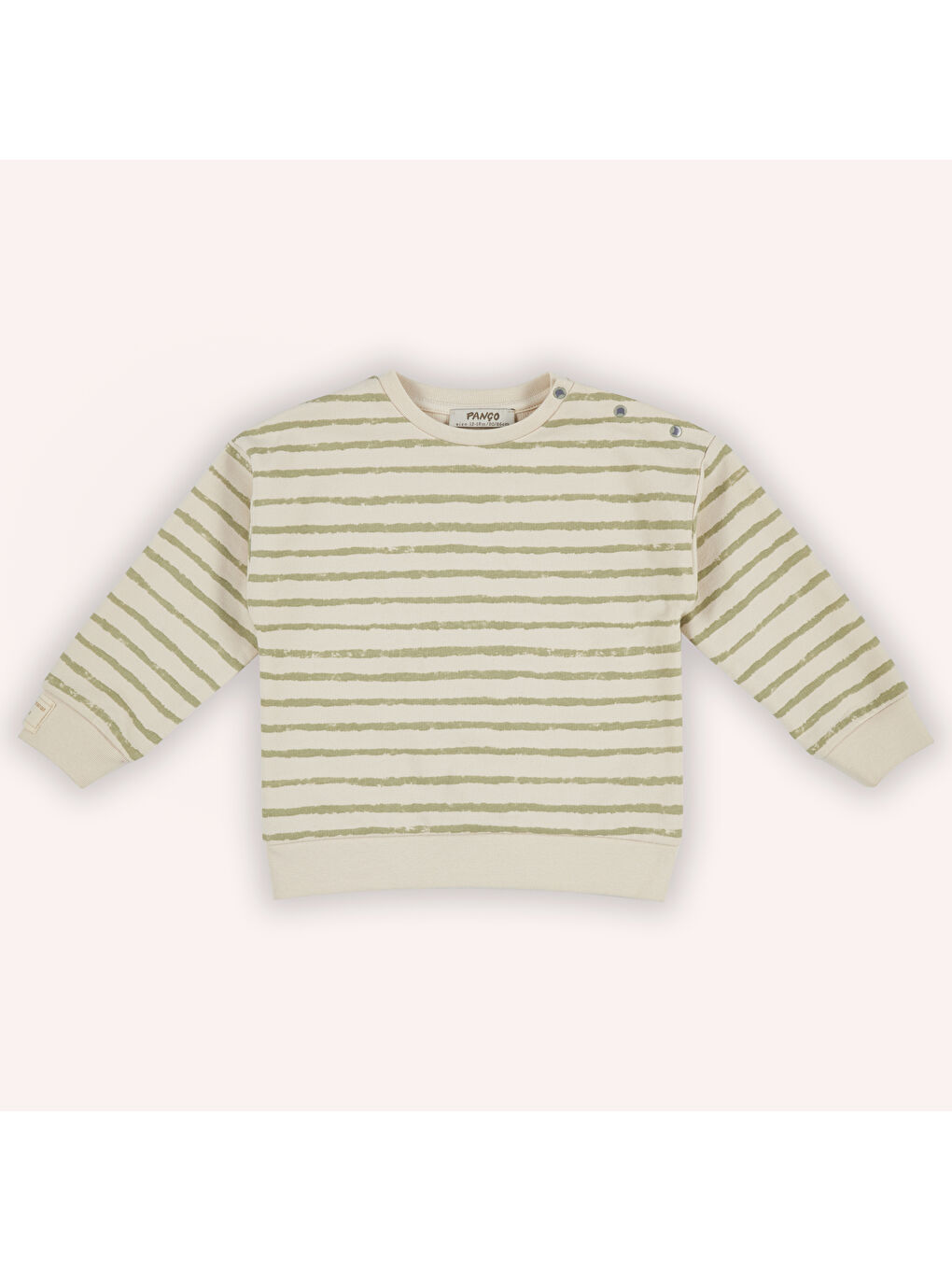 Haki Erkek Çocuk Çizgi Desenli Sweatshirt