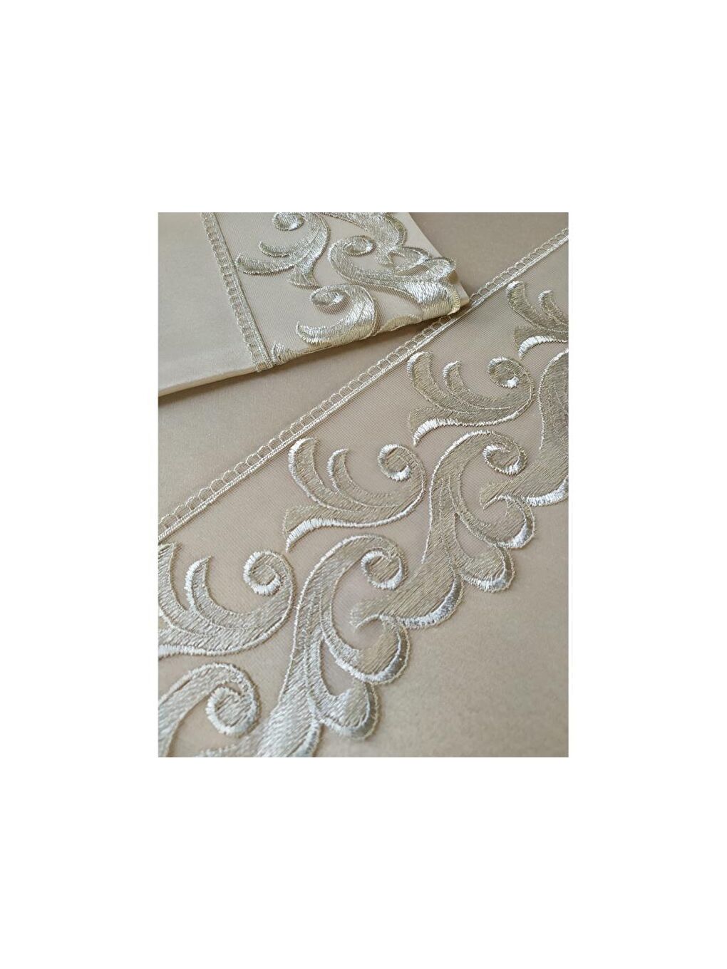 Kahverengi Fransız Güpürlü Belinda Nevresim Takımı 6 Parça Cappucino-1