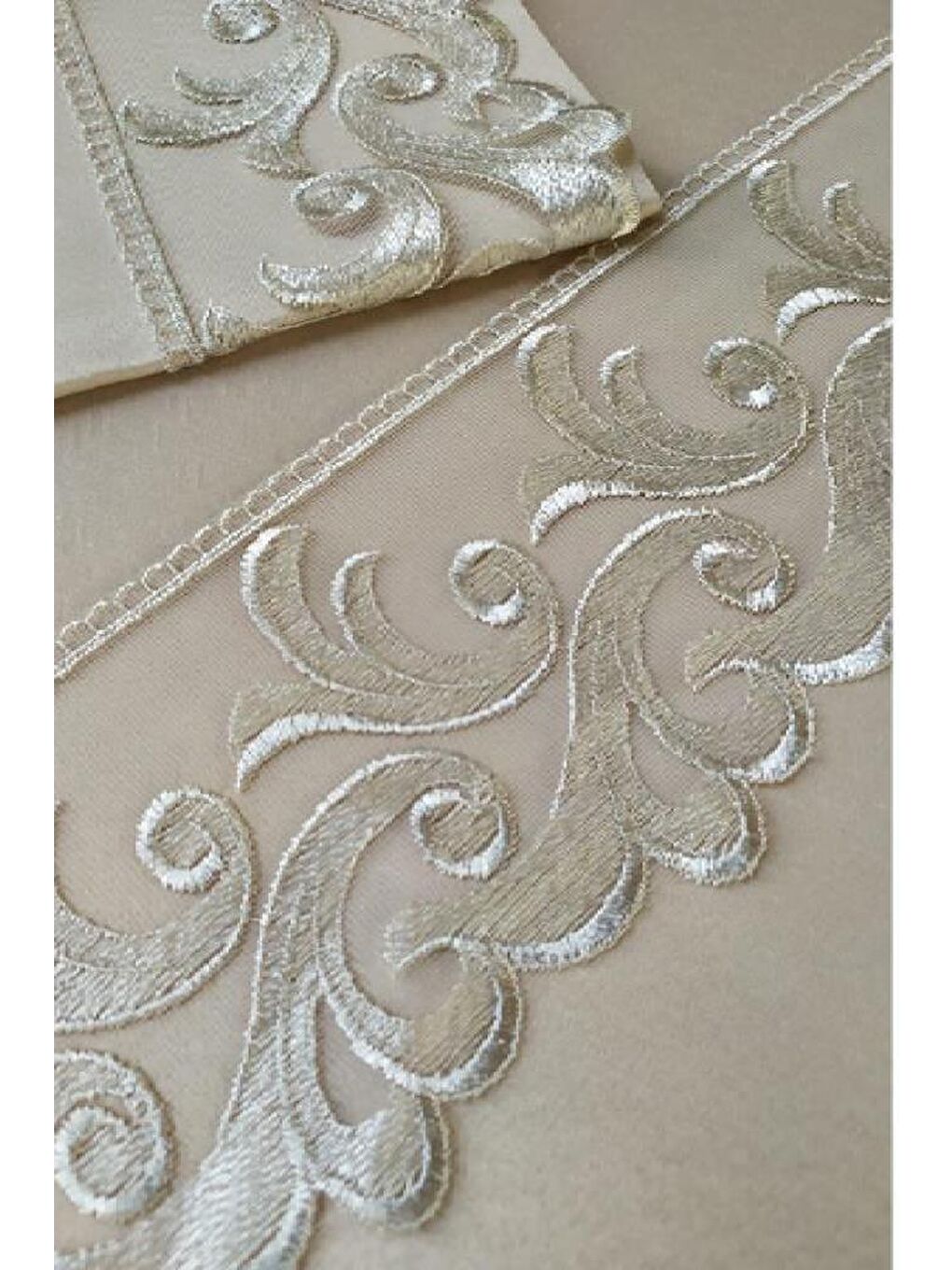 Kahverengi Fransız Güpürlü Belinda Nevresim Takımı 6 Parça Cappucino-2