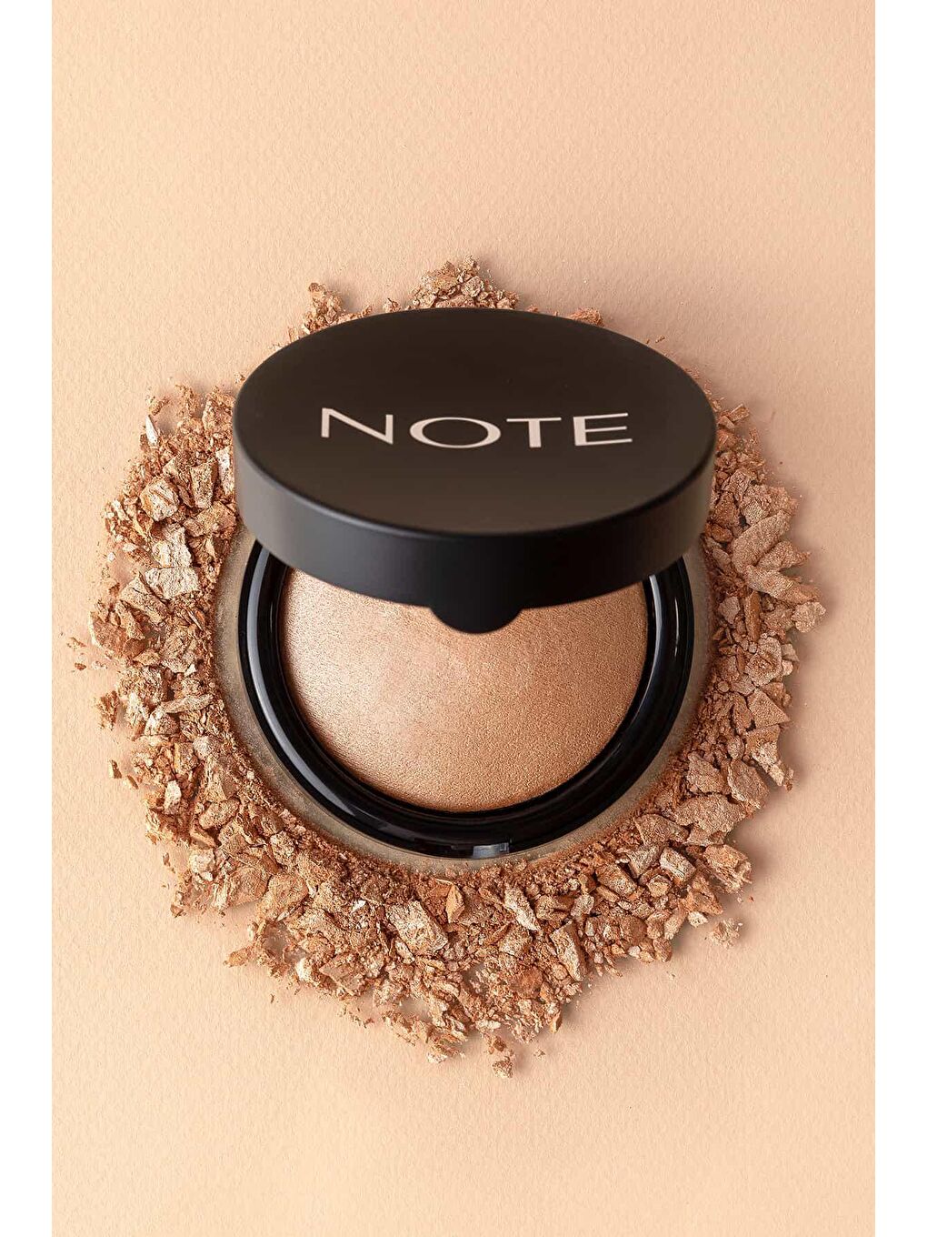 Note Cosmetique Bej Baked Powder 01 Stardust Işıltılı Bitişli Highlighter Toz Yüz Pudrası - 3