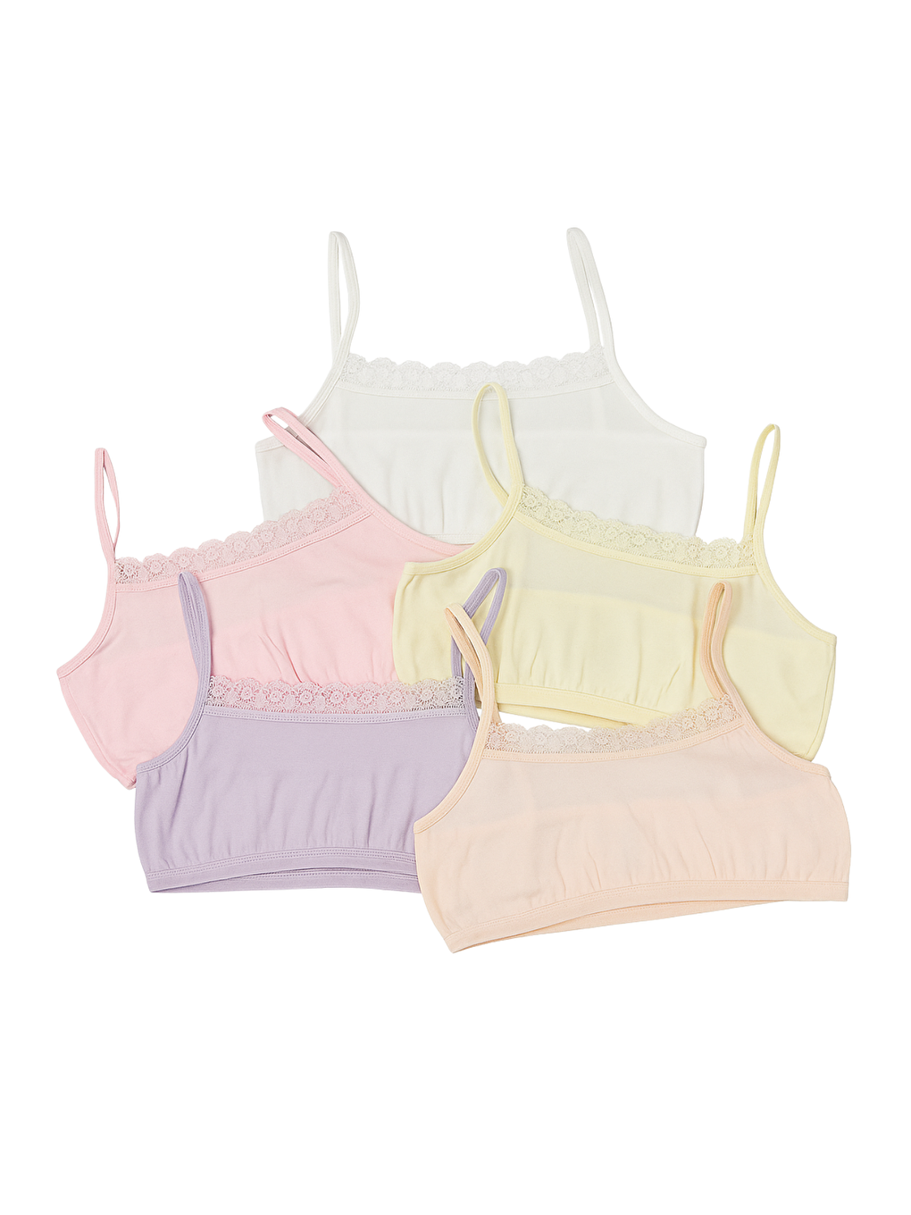 Karışık Kız Çocuk 5'Li İnce Askılı Büstiyer Çok Renkli