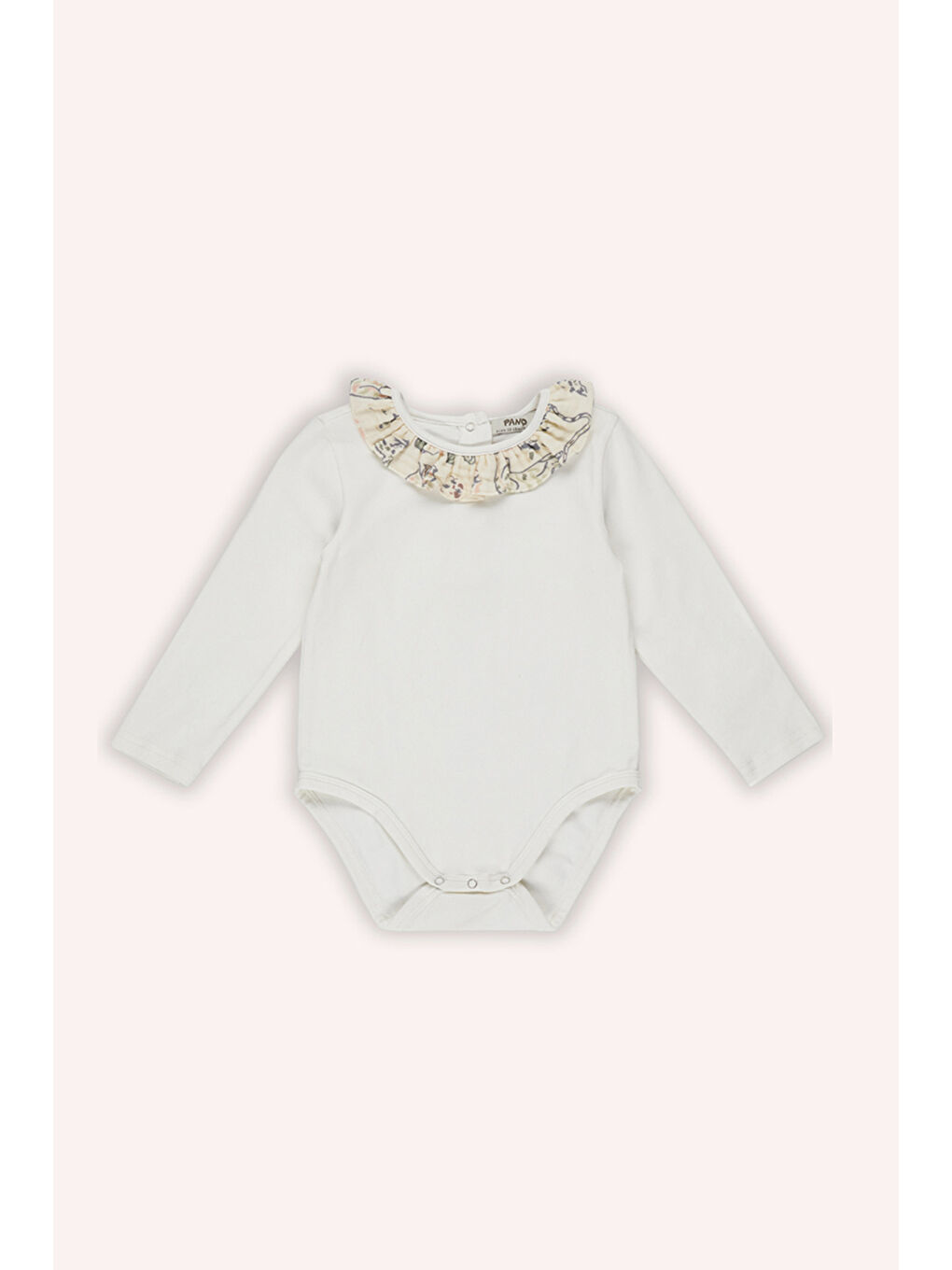 Ekru Kız Çocuk Yakası Müslin Fırfırlı Body