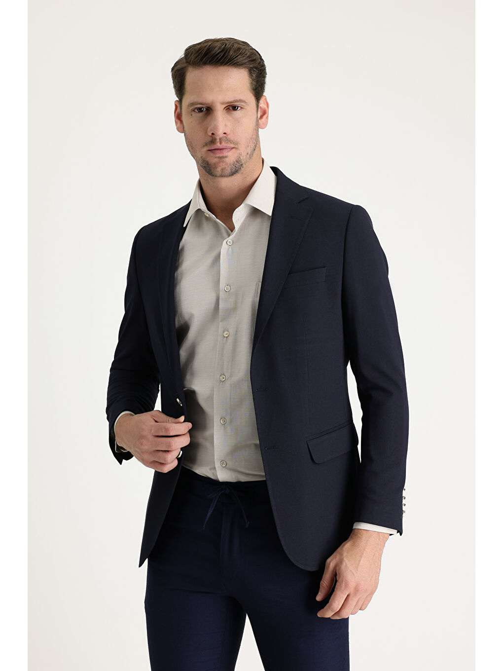 Lacivert Yünlü Blazer Ceket-1