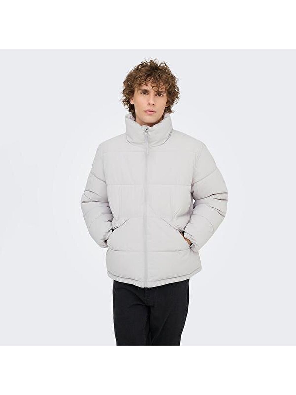 Pack Life Puffer Erkek Gri Dik Yaka Mont