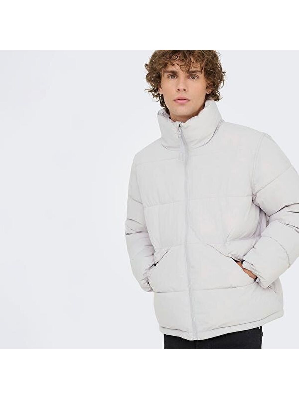 Pack Life Puffer Erkek Gri Dik Yaka Mont-1