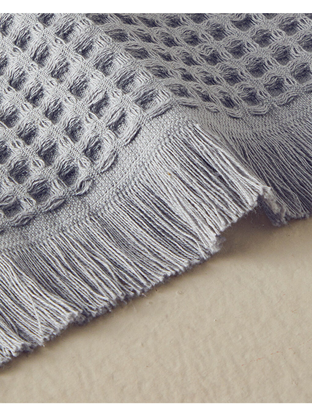 Sofya Pamuklu Waffle Banyo Havlusu Gri-1