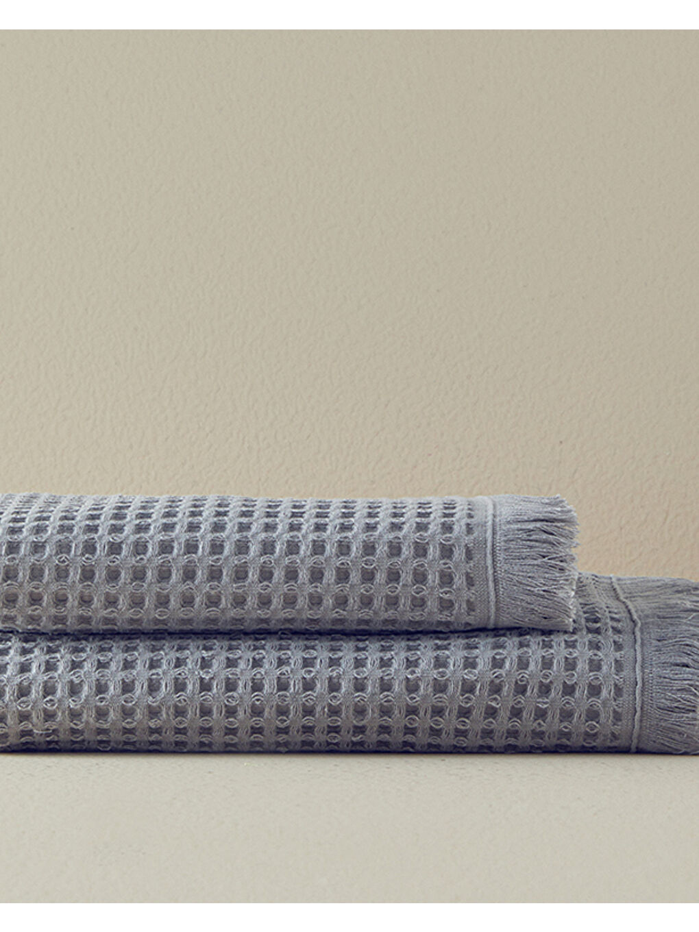 Sofya Pamuklu Waffle Banyo Havlusu Gri-2
