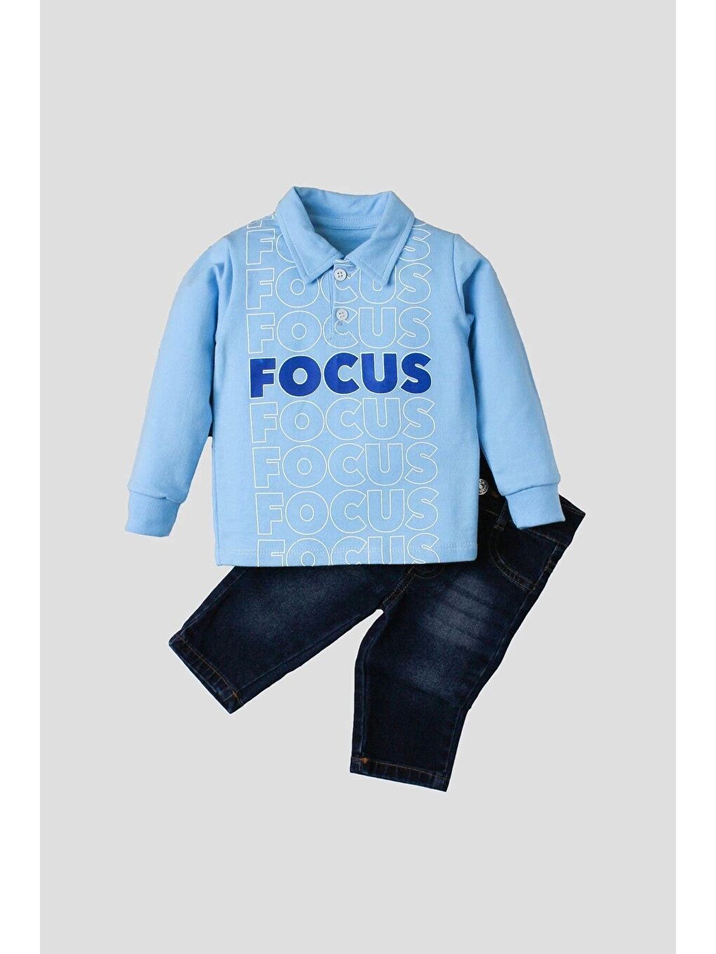 Mavi Bebek Jean Pantolonlu Takım-4