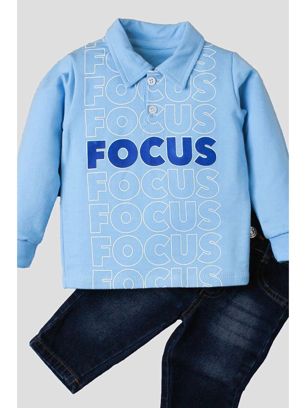 Mavi Bebek Jean Pantolonlu Takım-5