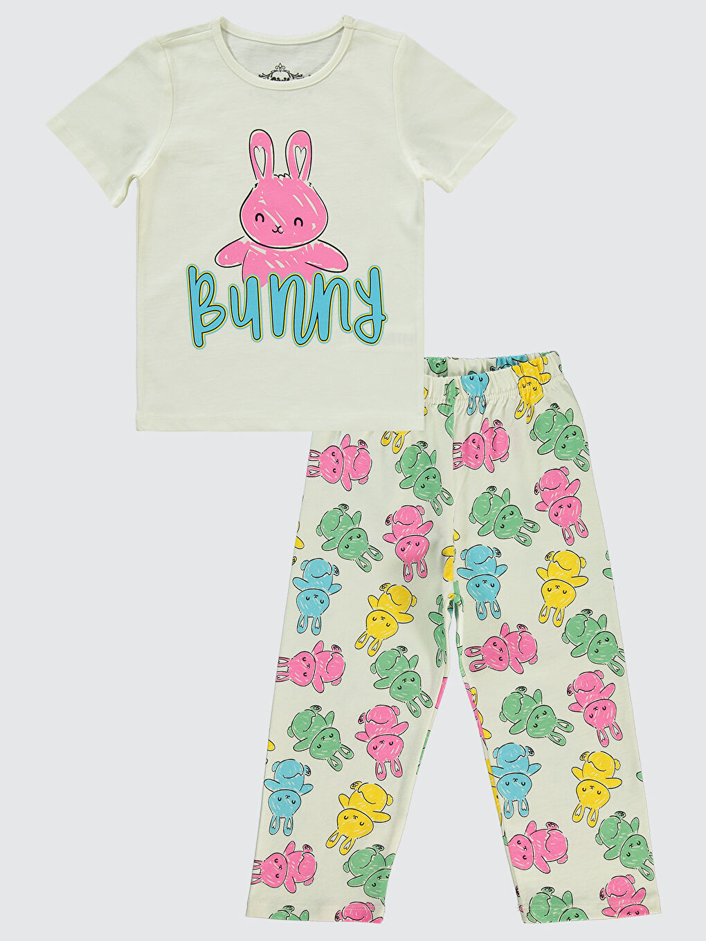 Grils Kız Çocuk Pijama Takımı 2-5 Yaş Ekru