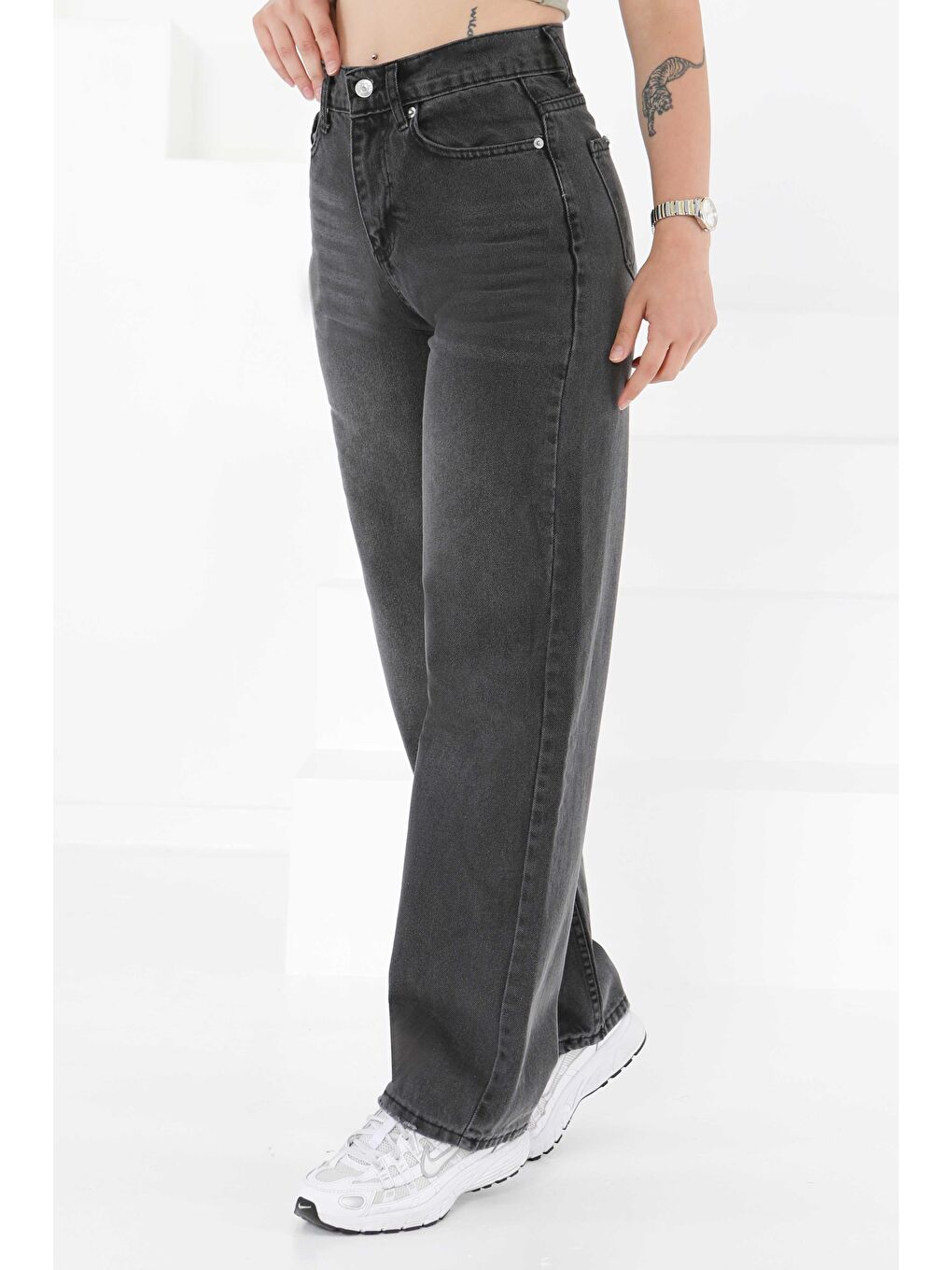 Gri palazzo Pantolon Füme - 27298-1