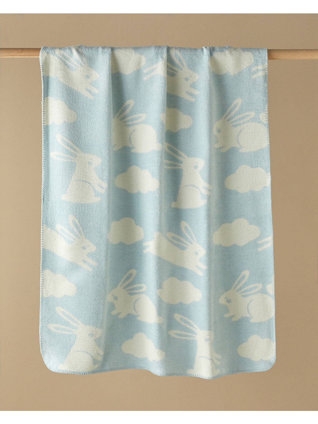 Poffy Bunny Pamuklu Bebe Battaniye 100x120 cm Mavi