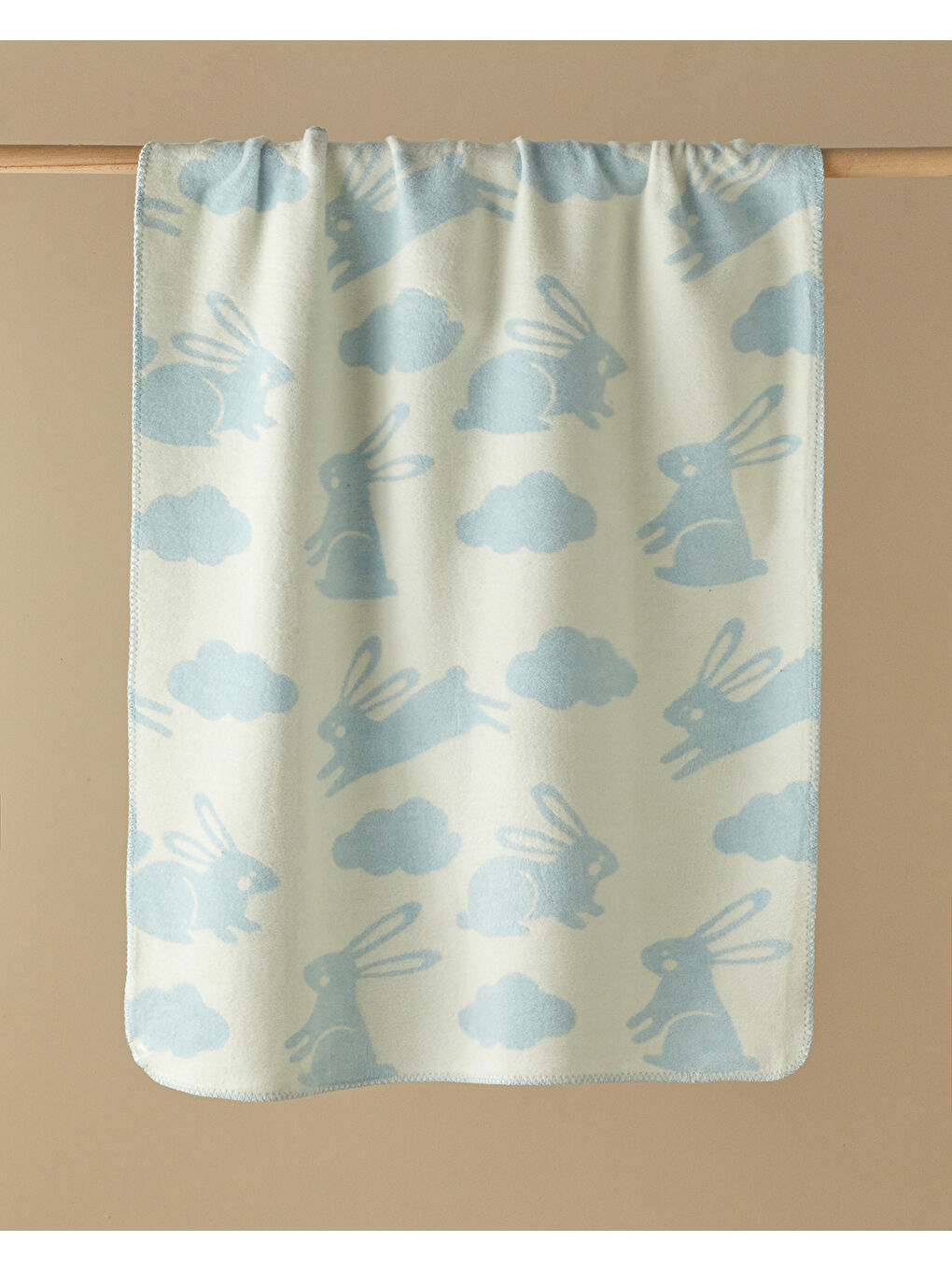 Poffy Bunny Pamuklu Bebe Battaniye 100x120 cm Mavi-1