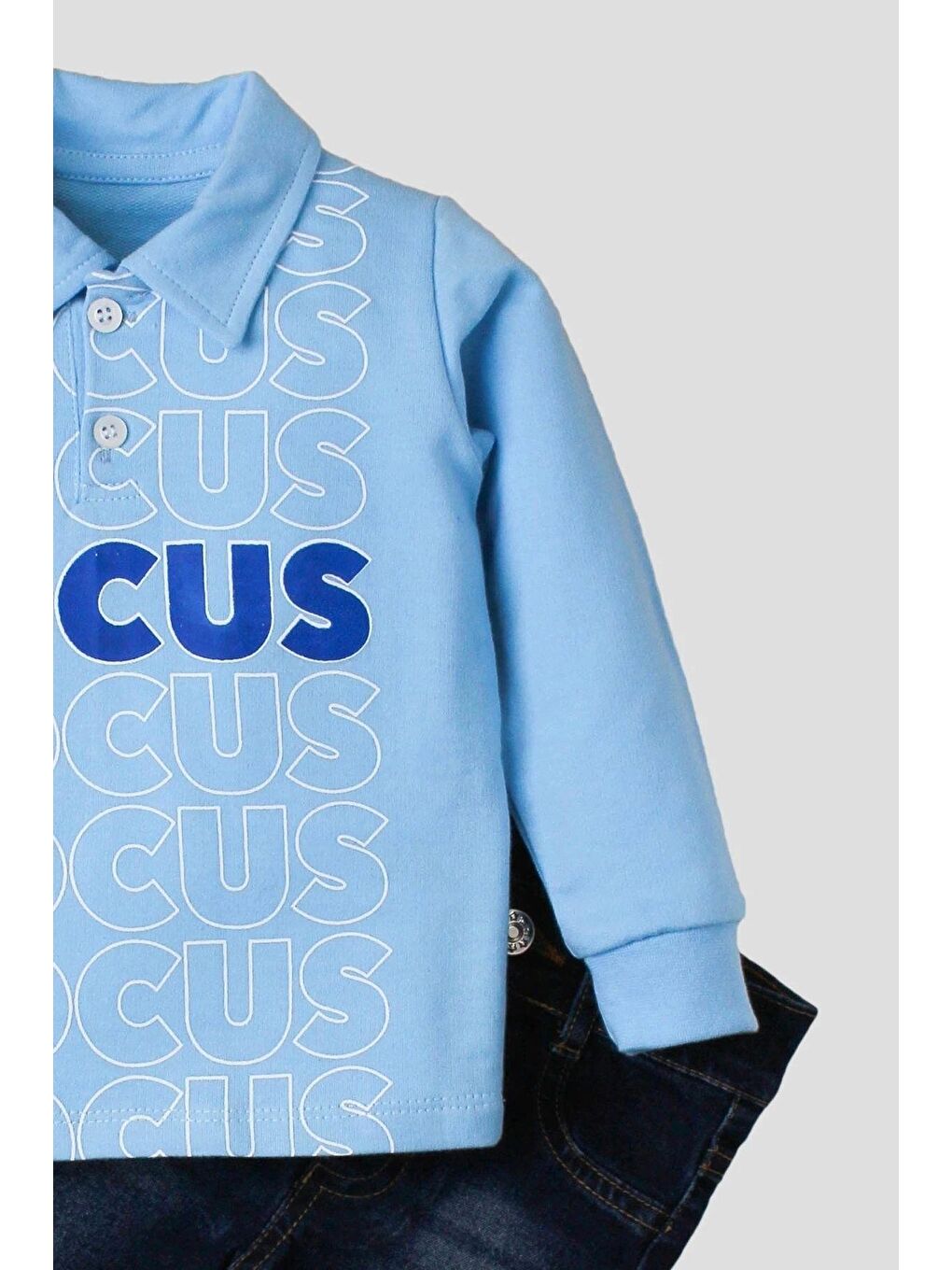 Mavi Bebek Jean Pantolonlu Takım-7