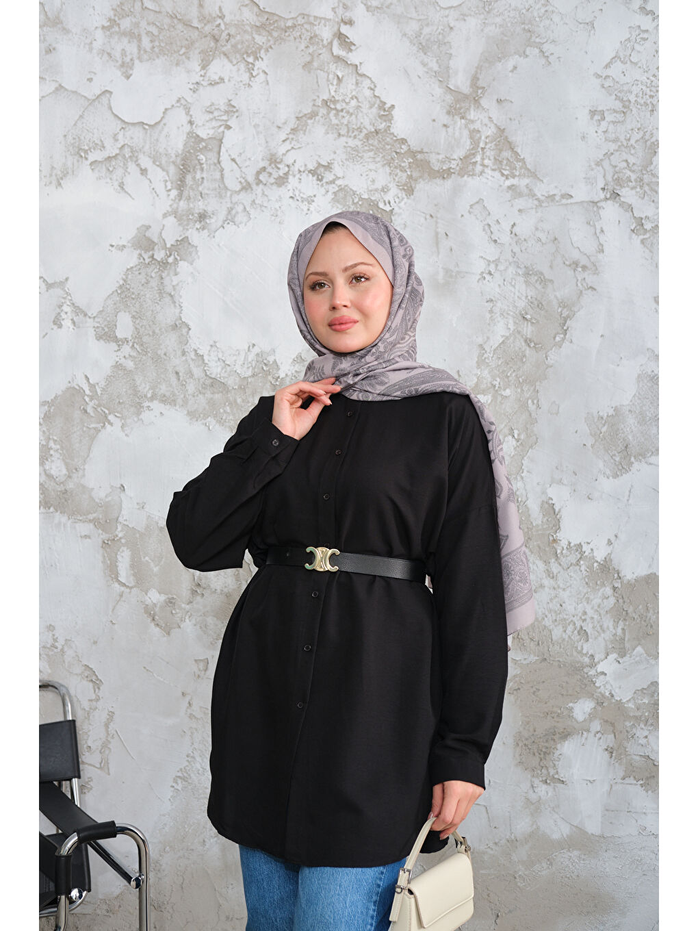 Kadın Hakim Yaka Basic Gömlek Siyah-2