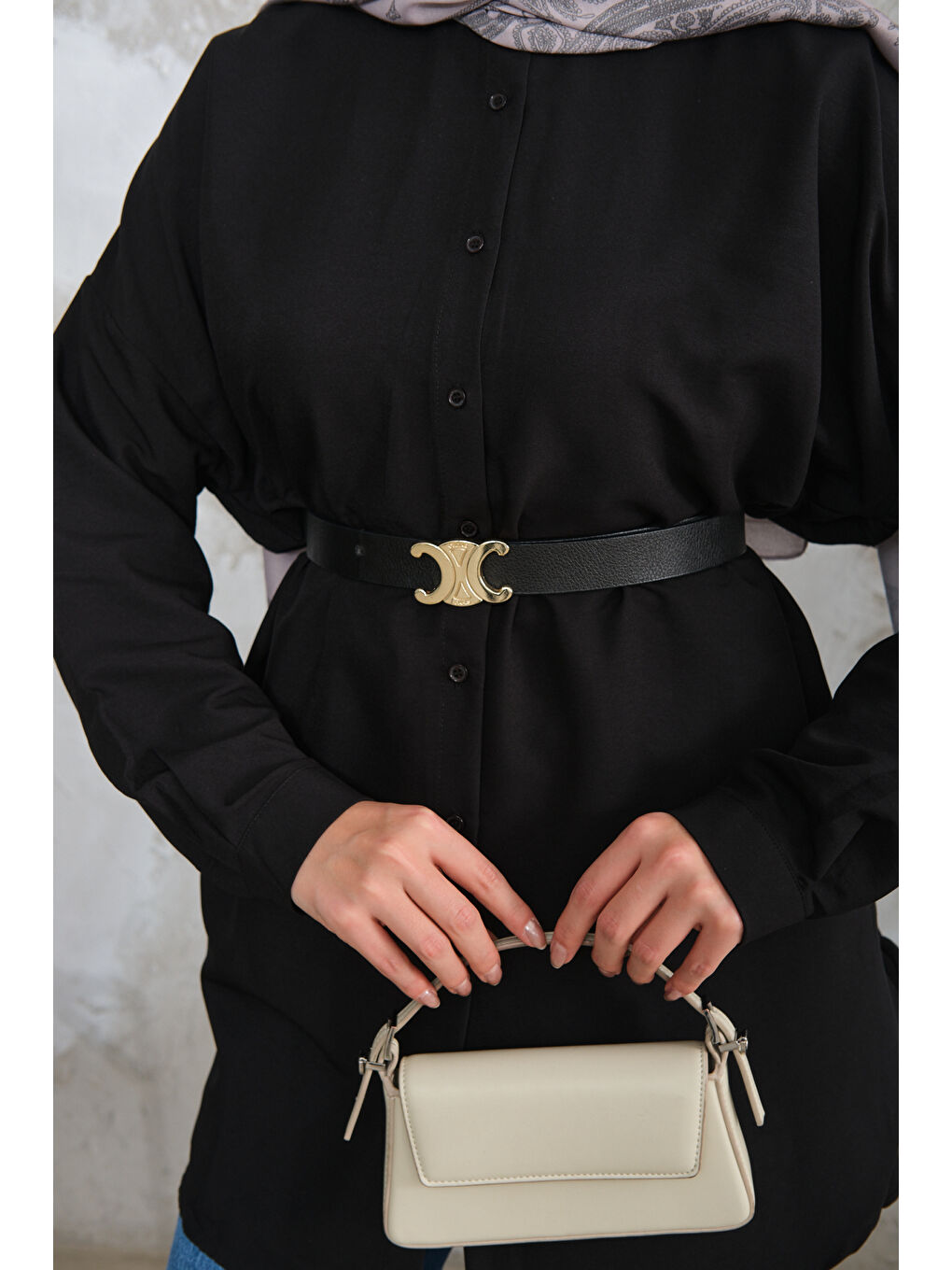 Kadın Hakim Yaka Basic Gömlek Siyah-3