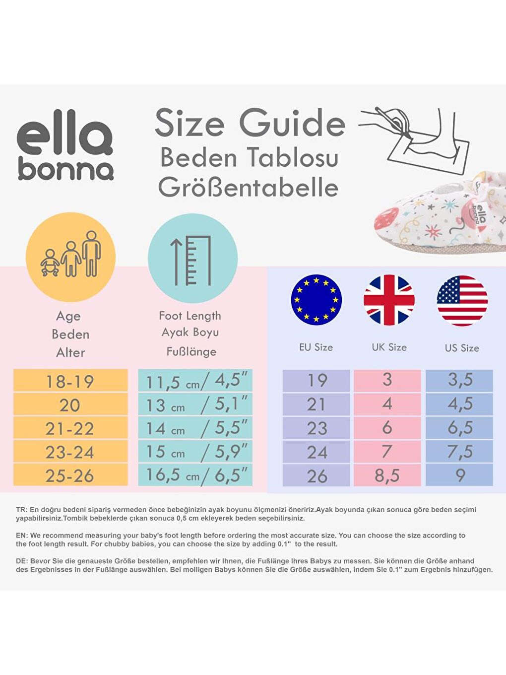 Ella Bonna Beyaz-Lila-Yeşil Desenli Bebek Patiği, Kaydırmaz Taban, Ev Kreş Ayakkabısı Panduf - 7