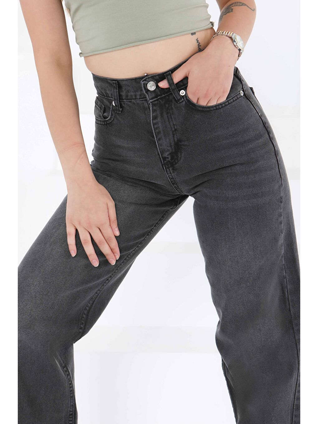 Gri palazzo Pantolon Füme - 27298-3